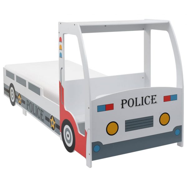 Barnsäng polisbil med madrass 90x200 cm 7 zoner H3