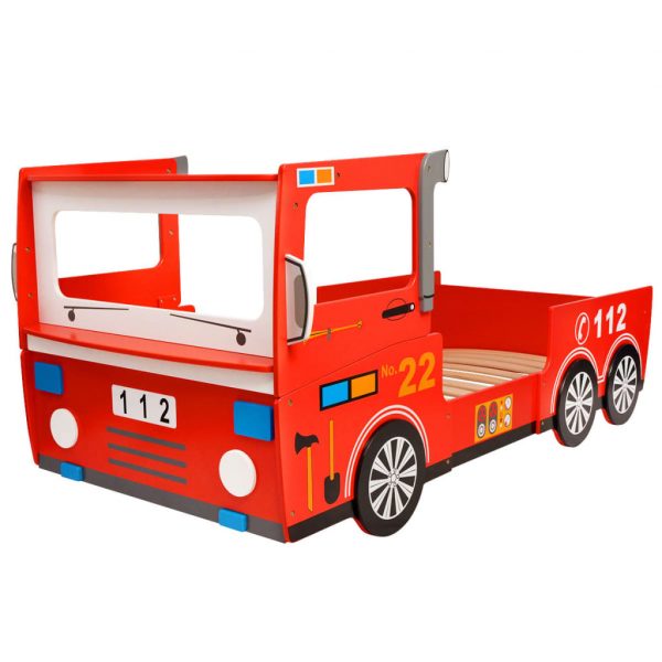 LED Barnsäng brandbil 200 x 90 cm röd